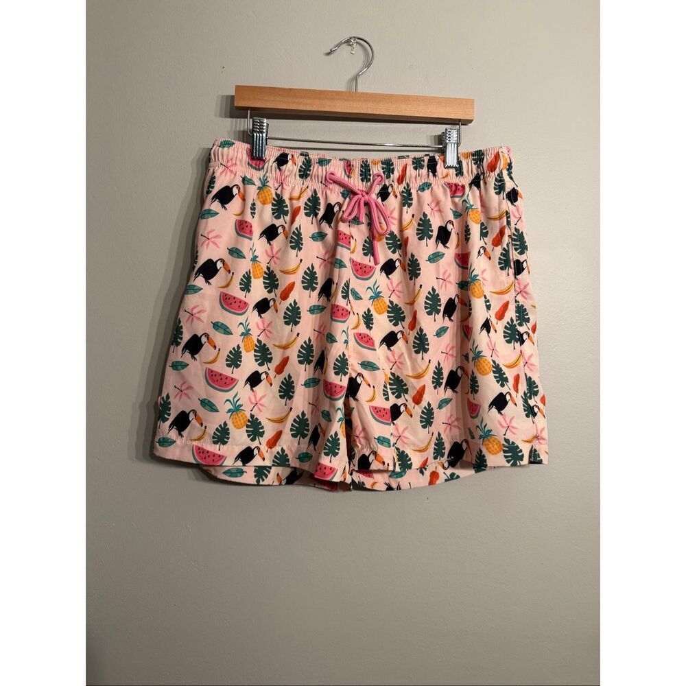 Sunset X‎ Vine Multicolor Tropical Print Pull-On Drawstring Swim Trunks Large